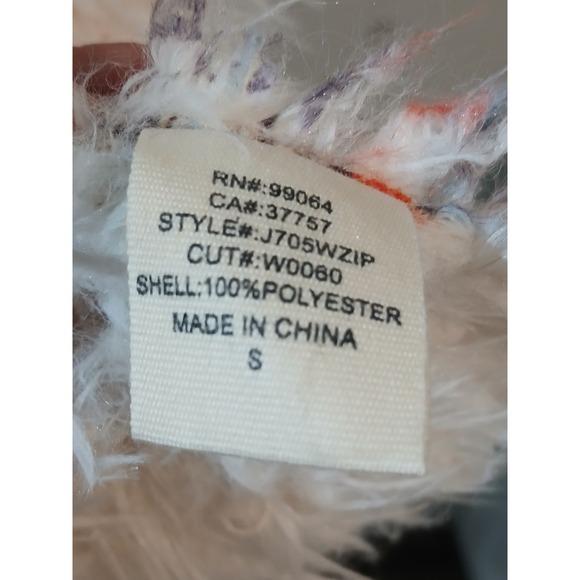 Billabong Womens Boho Faux Suede Tribal Print Faux Fur Trim Toggle Coat Cream S - Picture 10 of 11